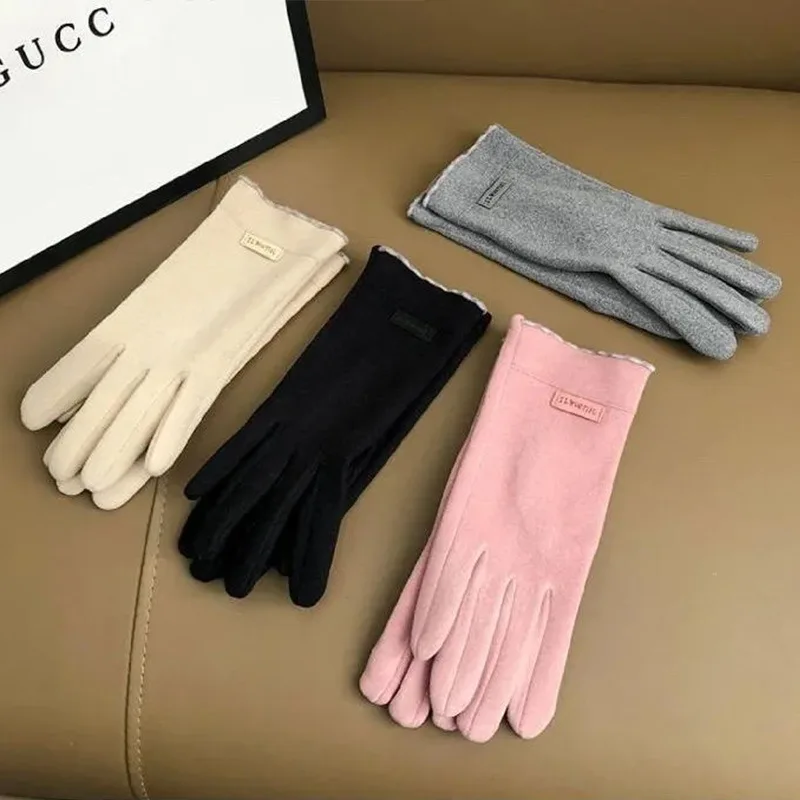 New Fashion Grace Lady Gloves Women Winter Vintage Warm Windproof Touch Screen Driving Fleece Full Finger Glove Mitten Wholesale