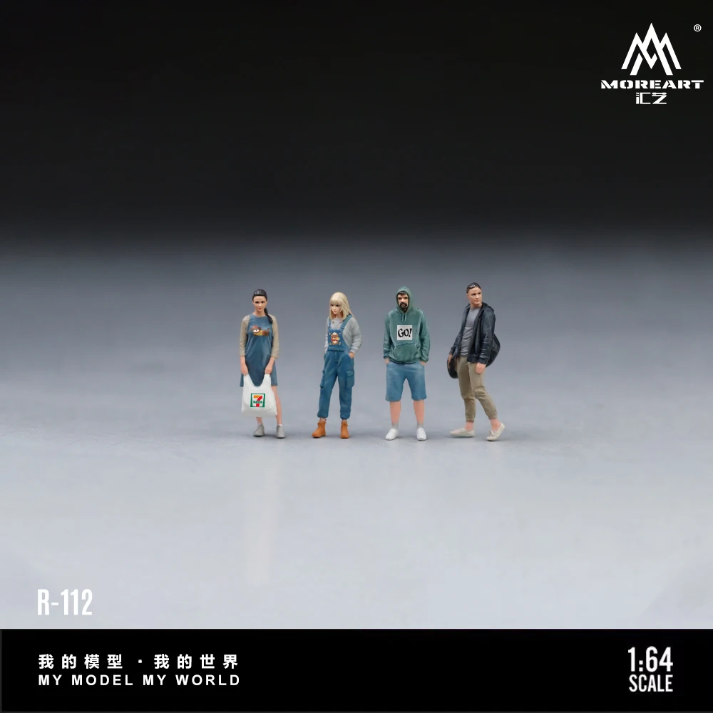 *Pre-order*MoreArt 1/64 Realistic Resin Human Figurines 4Pcs City Street View Character Set Mini Micro Figure Model For Display
