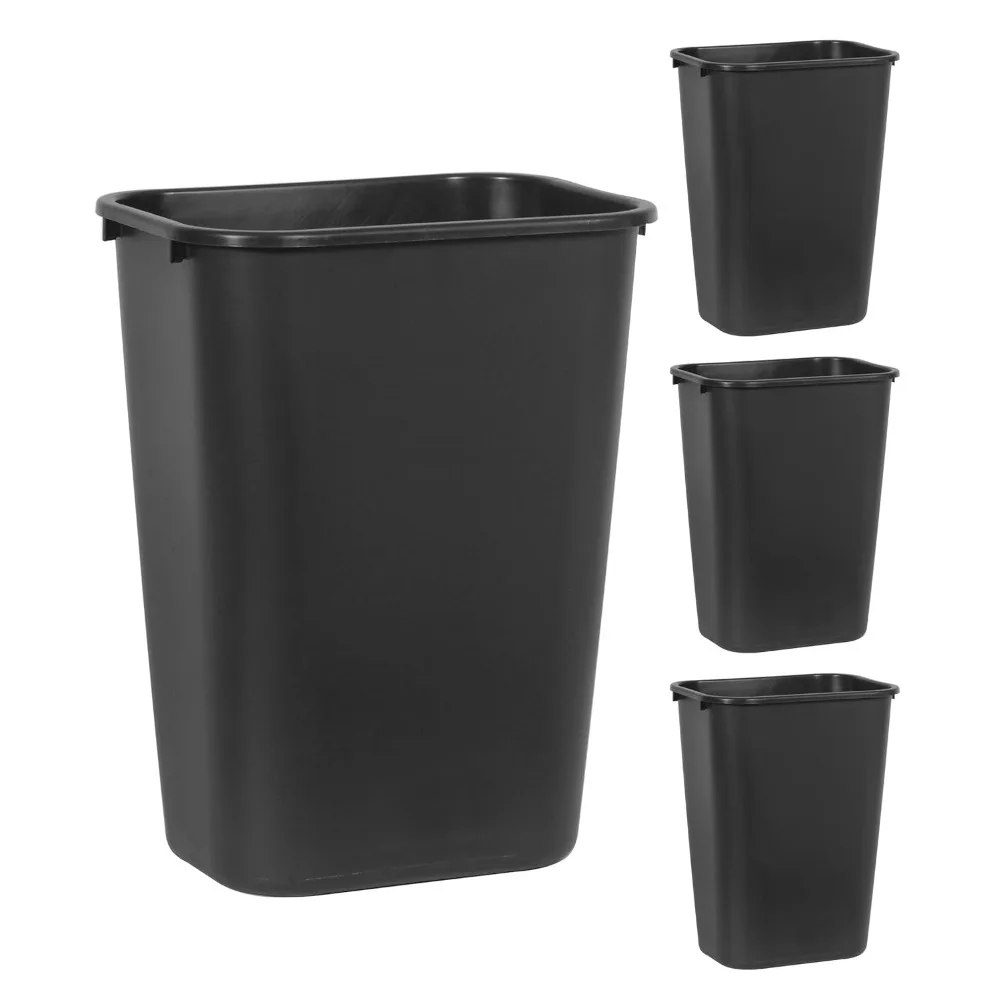 Productos comerciales Contenedor de basura para papelera de 41 cuartos de galón, negro, paquete de 4, para hogar/oficina/bajo escritorio