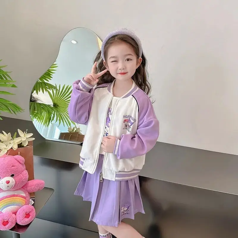 

Pcs3 Kawaii Kuromi Sanrio Cute Cartoon Sportswear Students Children My Melody Jacket Trousers Skirt Birthday Gift for Girls