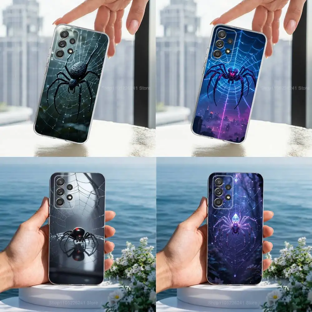 

Cool Art Black Widow Spider For Samsung A51,71,30,S10,9,20,Ultra,FE,Lite, S23,21,22,PIus,Transparent, Silicone Phone Case