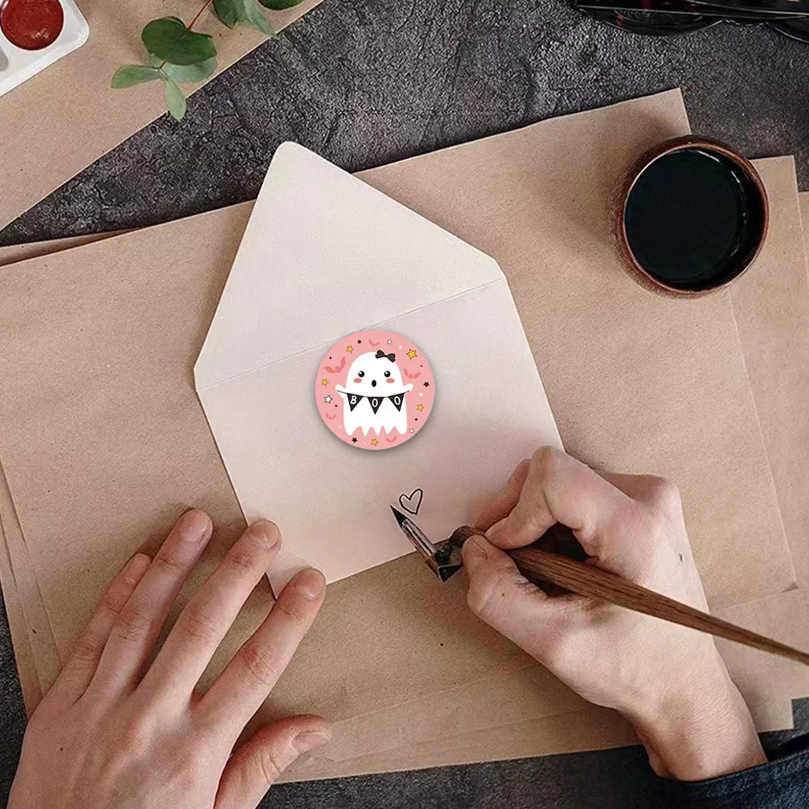 Cute Ghost Stickers 500 Pieces Labels Decoration Adhesive Halloween Scrapbook Stickers for Kids Window Wall Mirror Book Water