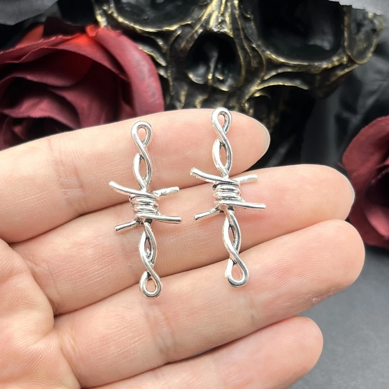 10pcs 40*17mm Gothic Punk Style Barbed Wire Small Thorns Accessories DIY Handmade Necklace Earrings Bracelet Accessories