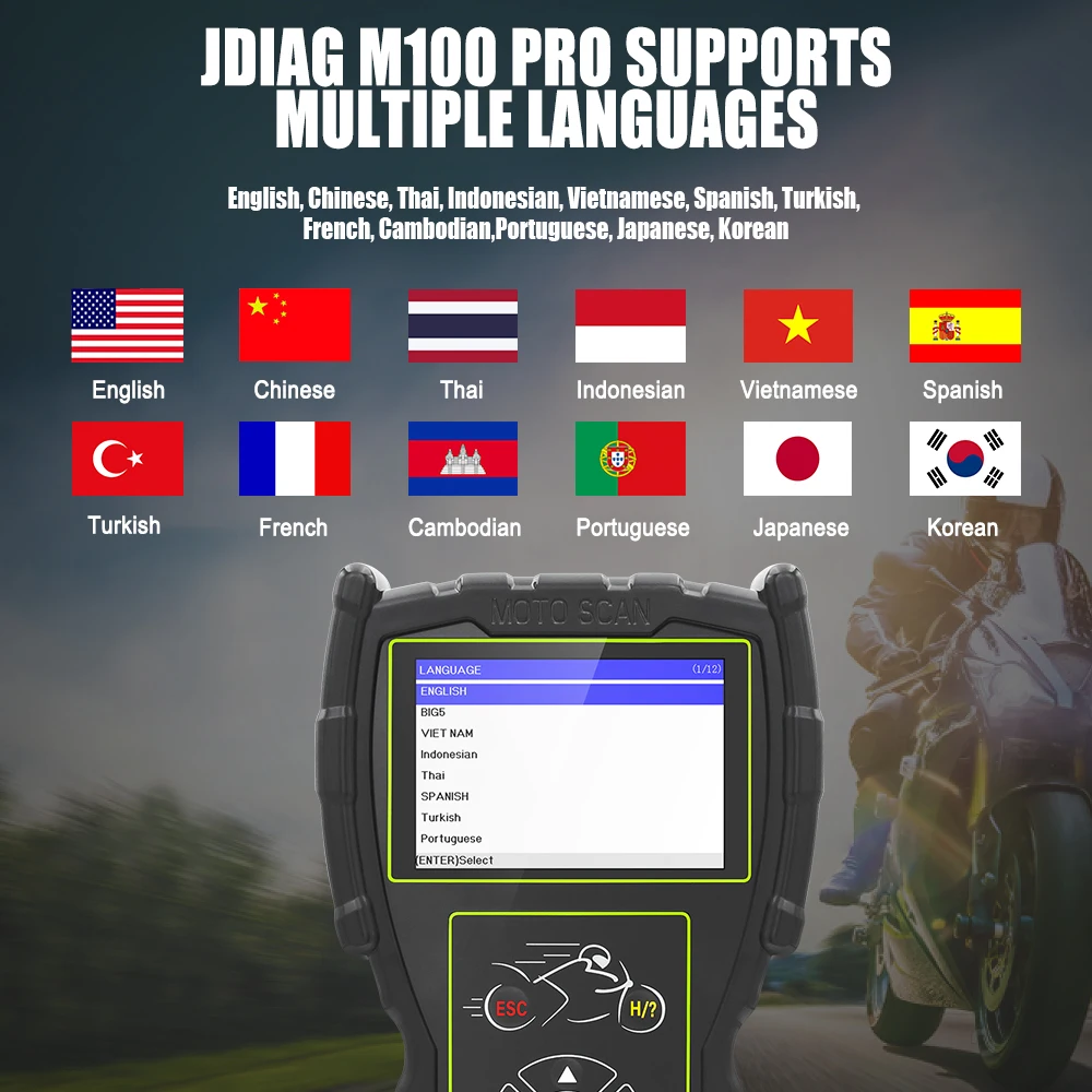 JDiag M100 Pro Moto Scan Code Reader OBD OBD2 Scanner Motorcycle Diagnostic Tool For KTM Honda Yamaha Kawasaki Suzuki BMW D87/88