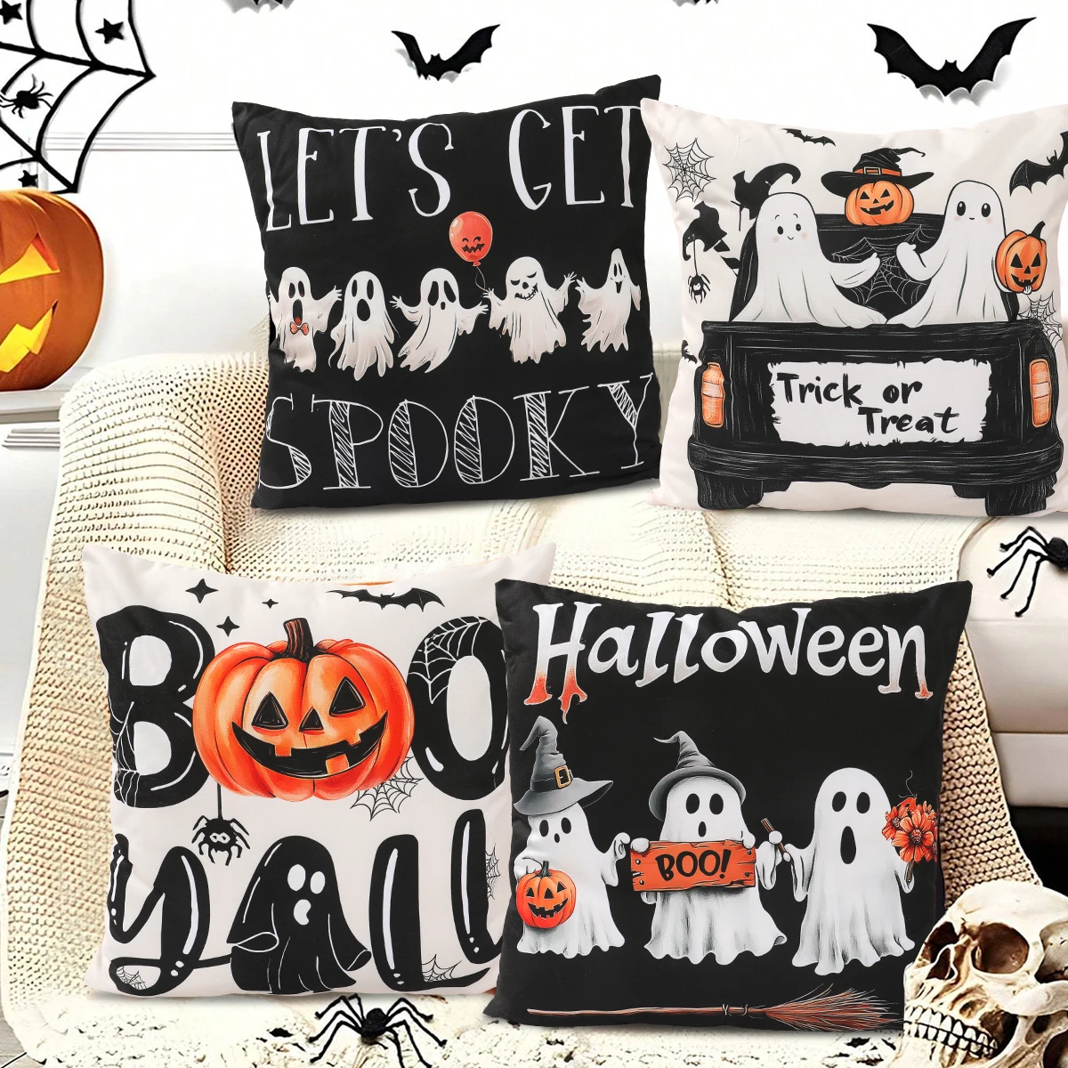 

Halloween Pillow Covers Halloween Theme Party Decoration Kids Favors Ghost Pumpkin Pillow Cover Trick or Treat Party Supplies