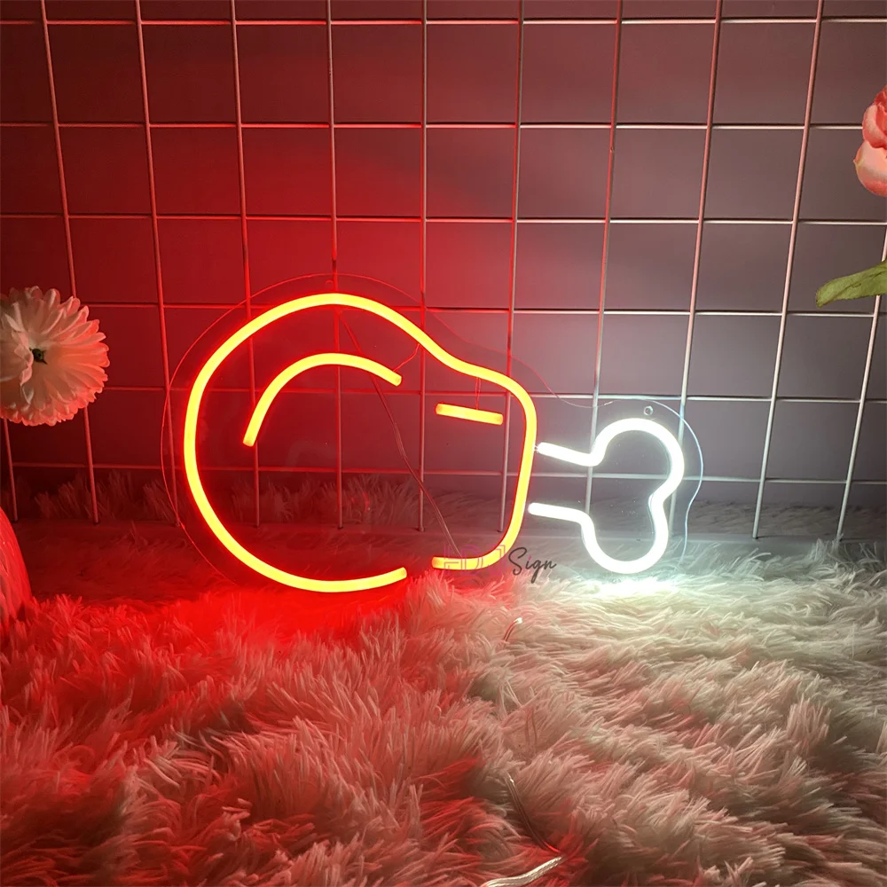 

Neon Led Sign Chicken Leg Custom Led Night Lights Sign USB for Room Wall Decor Food Store Decoration Signboard Neon Lamps