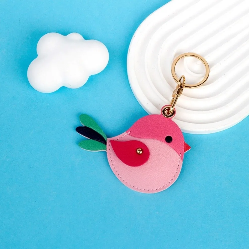 Faux Leather Bird Keychain Holder Scratch Resistant Keyring PU Leather Keychain Case Colorful Bird Design Cartoon Pendant