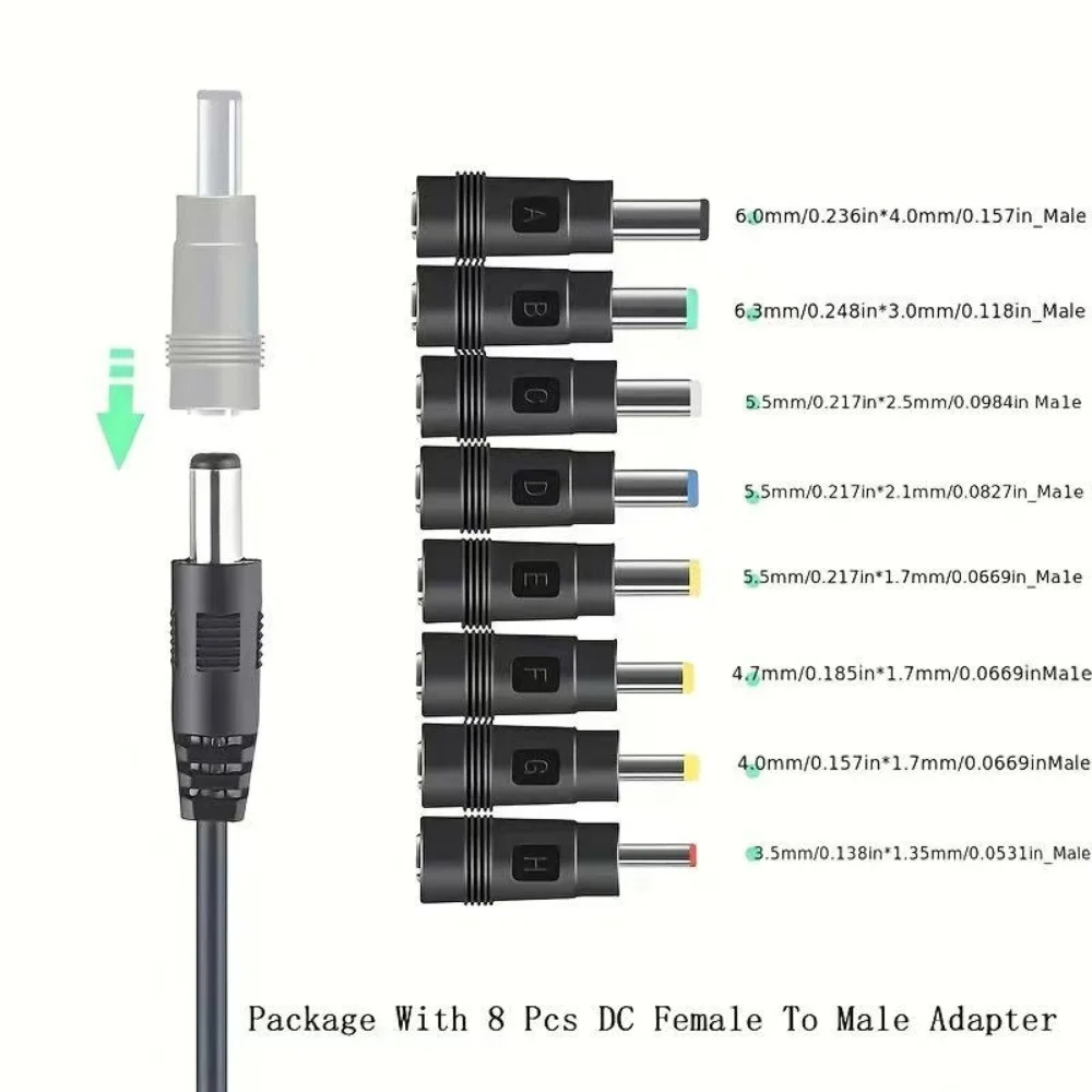 5-20V Adjustable Voltage PD Charger Cable With 5.5x2.1mm 8/10 Pieces Different DC Plug Connectors Adapter Cable