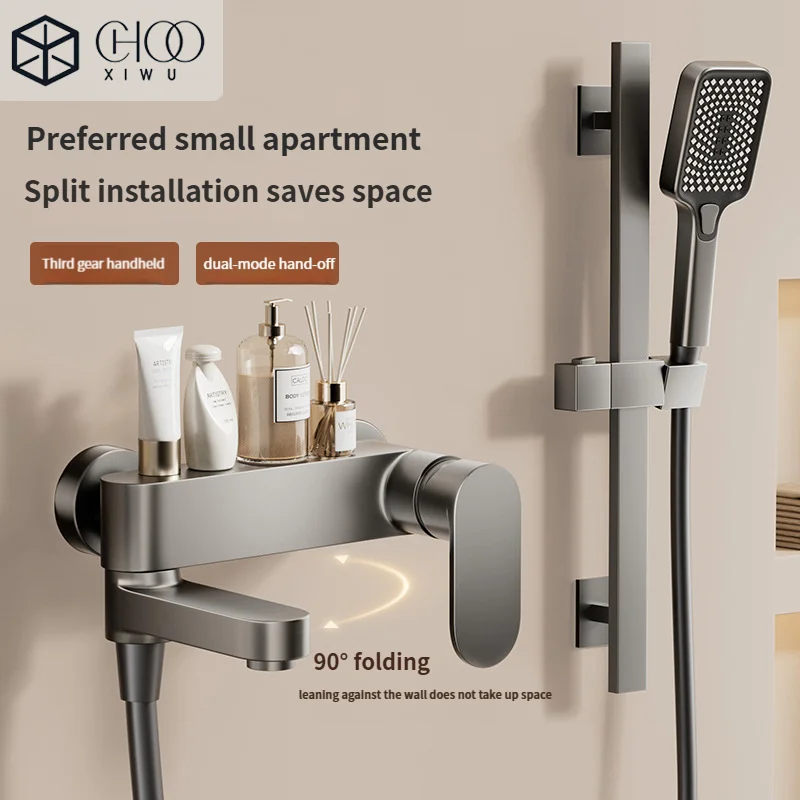 

G1/2 Gray Bathroom Swivel Tub Spout Hand Shower Wall Mounted Bath Faucets Bathtub Tap Brass Bathtub Hot and Cold Mixer Shower