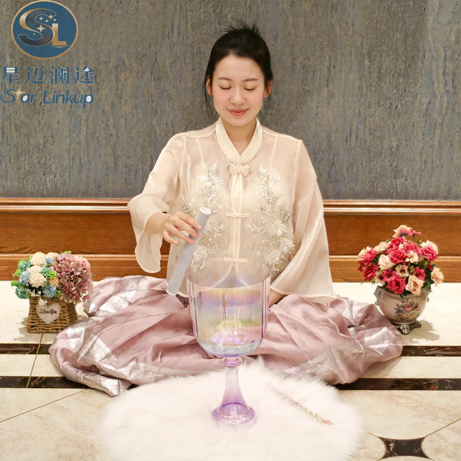 Star Linkup High-Quality Purple Aurora Gradient Holy Grail Alchemy Quartz Crystal Bowl, Iridescent Color-Shifting Healing Resonance Holy Grail Bowl Made with Alchemy Craftsmanship, Sound Vibration Instrument for Yoga Meditation, Chakra Activation, Cosmic view 6