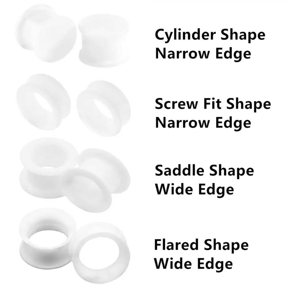 2/16pcs White Black Flexible Thick Silicone Ear Plug Varies Type Flesh Tunnel Gauges for Ears Expander Lobe Piercing Size 4-20mm