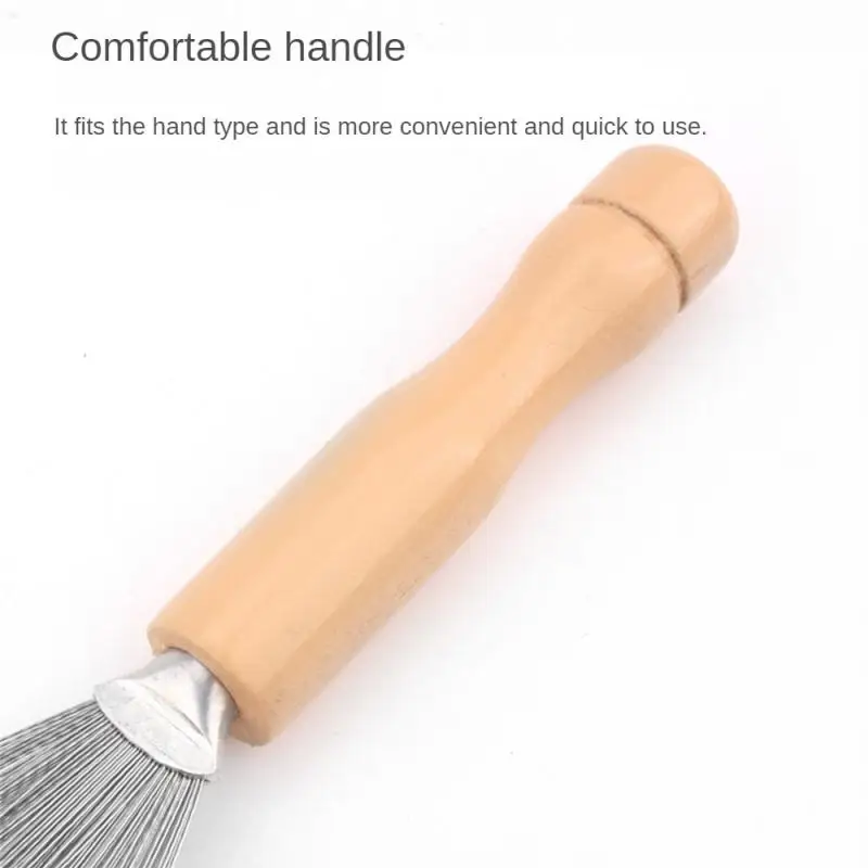 1pc Hair Brush Cleaner Mini Dirt Remover Home Travel Salon Rake with Metal Wire Portable Comb Brush Wooden Handle Cleaning Tools