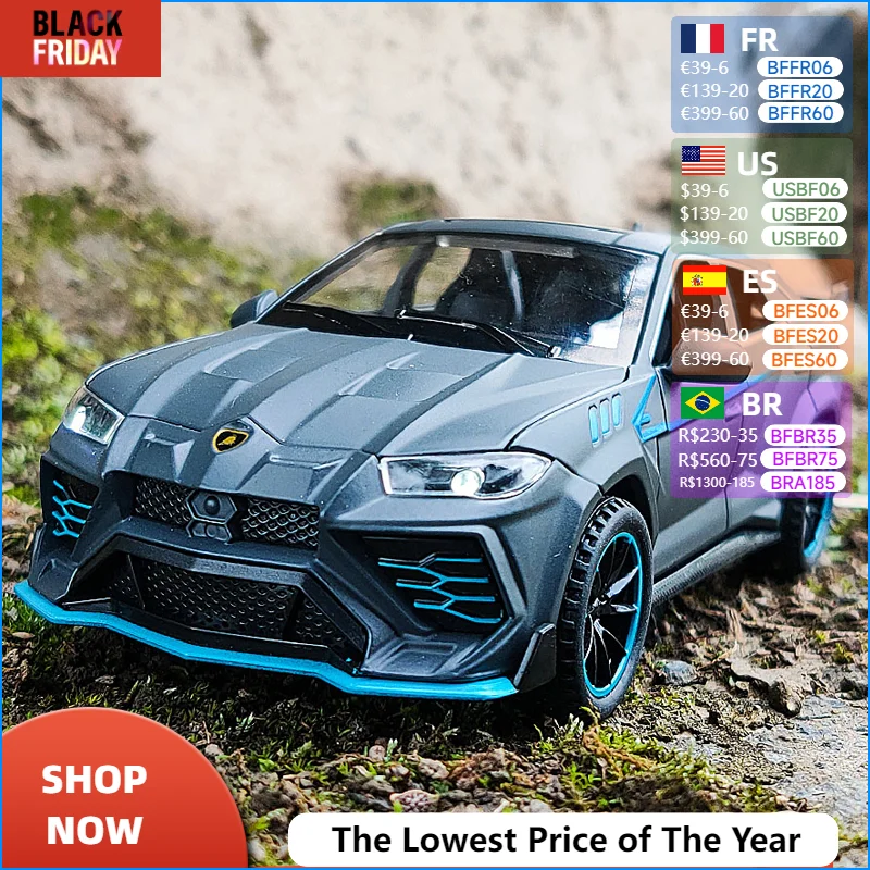 Diecast 1:32 Alloy Car Model Luxy Urus Coupe SUV 1:24 Metal Vehicle Display Gifts Birthday for Children Kids Boys Christmas Toys