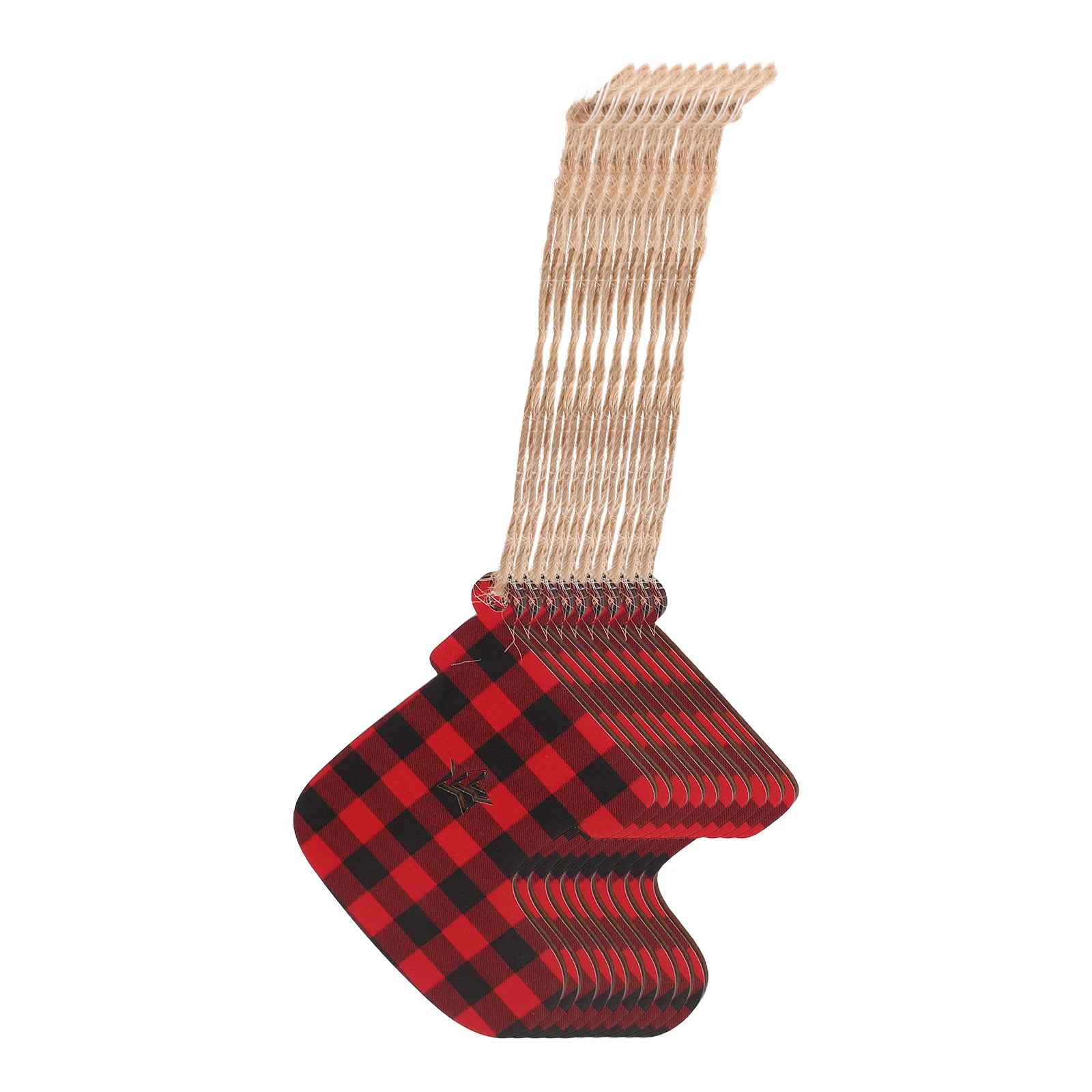 

20Pcs Christmas Stocking Wooden Ornaments Buffalo Plaid Rustic Cutouts Xmas Tree Decorations Winter Party Hanging Pendants