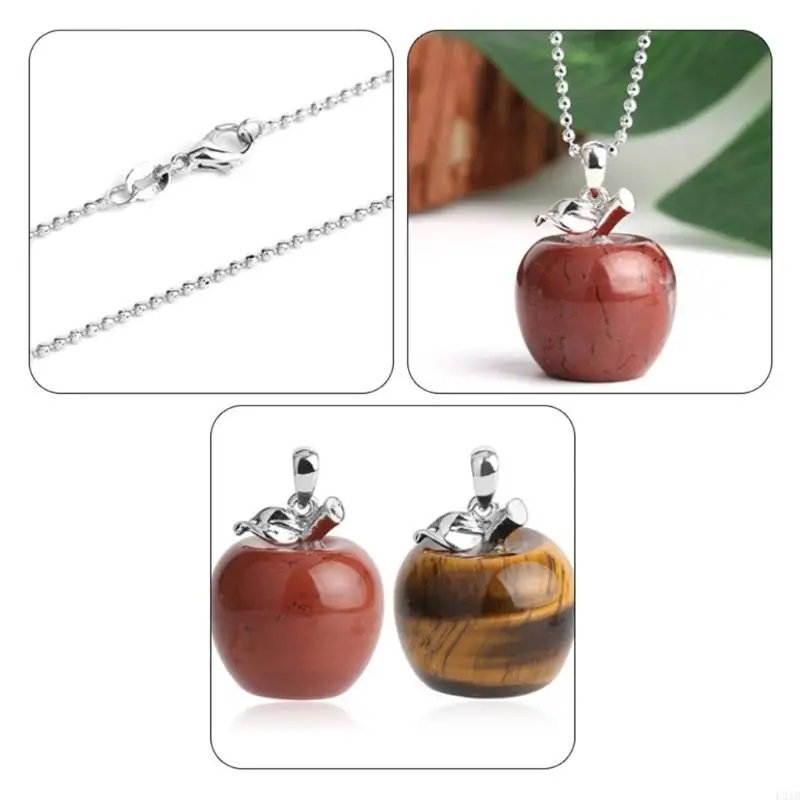 F2TD Natural Stone Necklace Offering a Blend of Elegances and Fashion Apples Pendant Jewelry Fashion Accessory Stone Texture