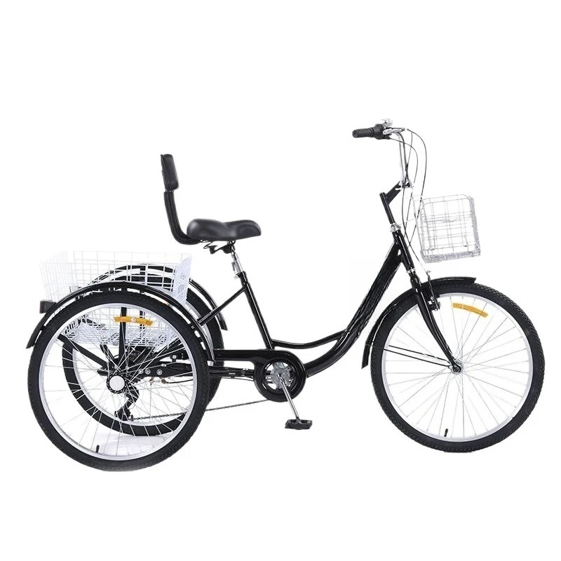 

24-Inch human-powered tricycle, elderly transportation tricycle