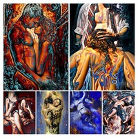 Canvas Painting Gay Full Mosaic Embroidery Abstract Sexy Lovers  Picture Arts Home Decor