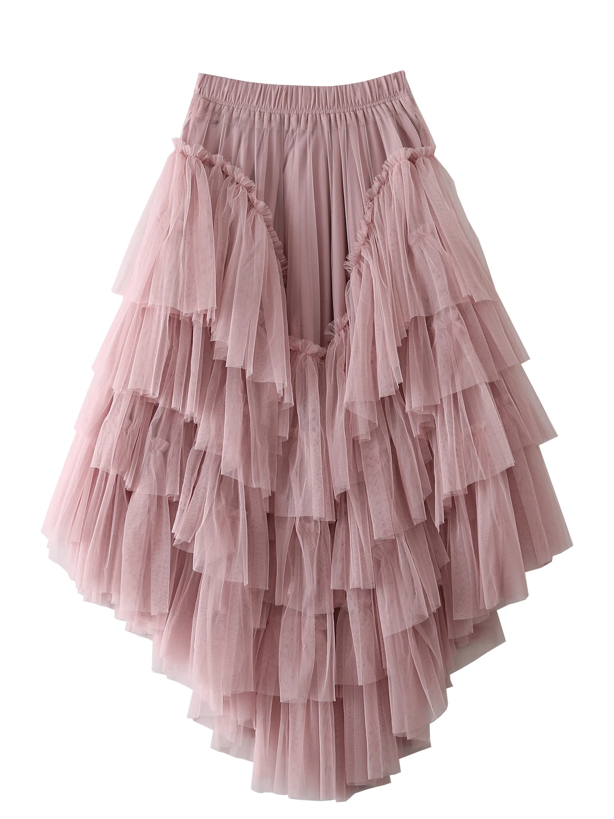 Elegant Sweet Front Short Rear Long Gauze Skirt Girl Fashion Irregular Solid Color  Personalized  Versatile Princess Cake Skirts