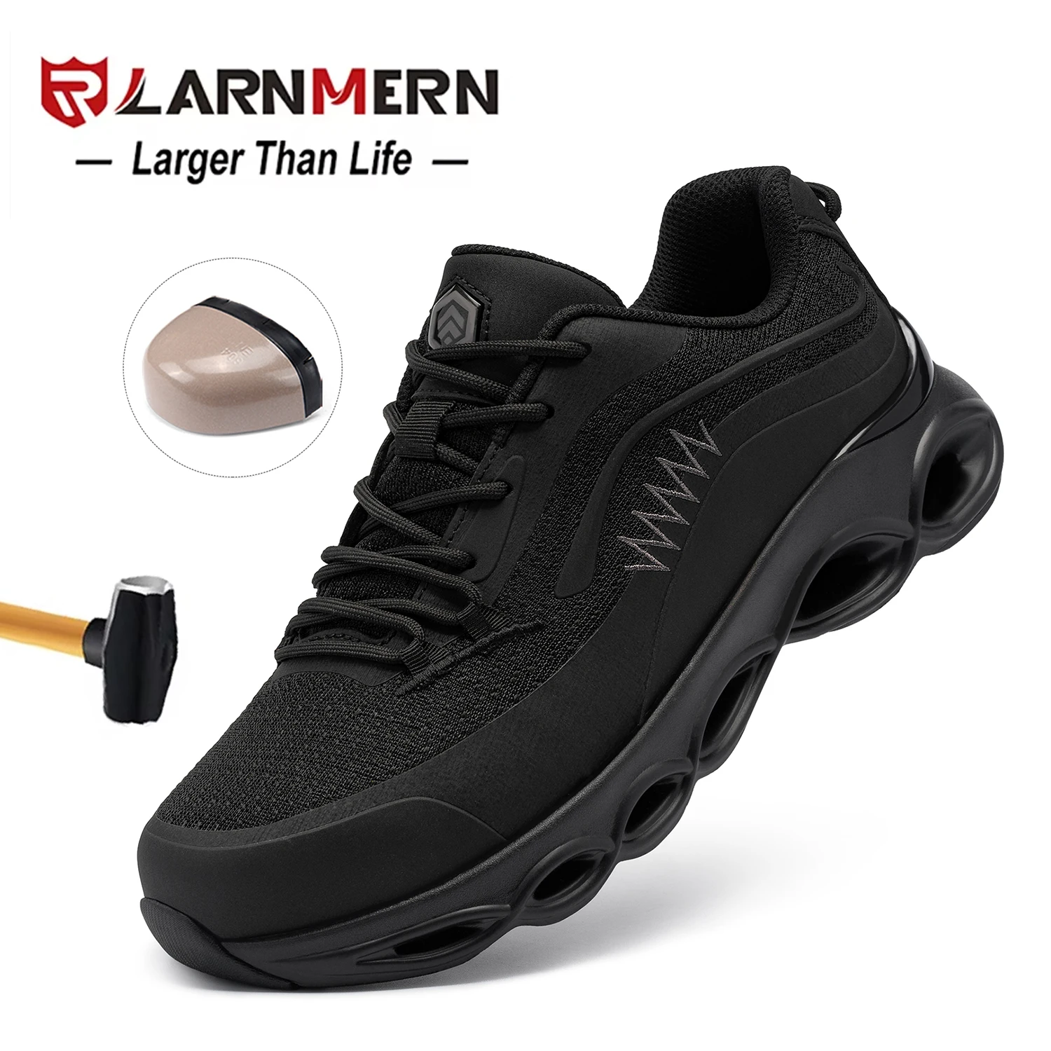 LARNMERN Safety Shoes, Anti Slip Sports Breathable Work Shoes