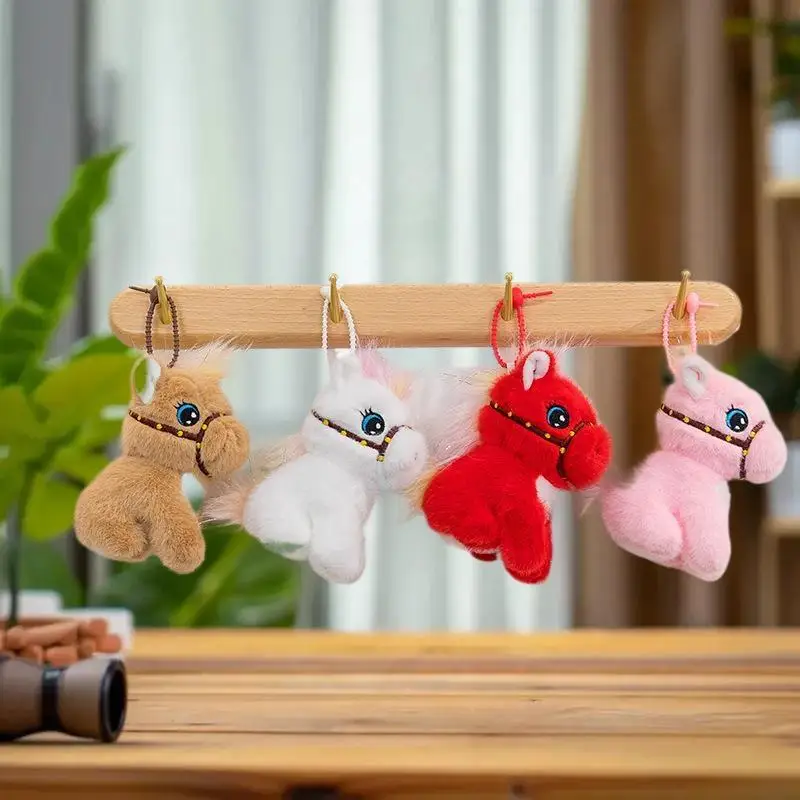 

Stuffed Animal Horse Key Ring Horses Plush Cartoon Animal Giraffe Pendant Cute Pony Hanging Decor Donkey Small Doll