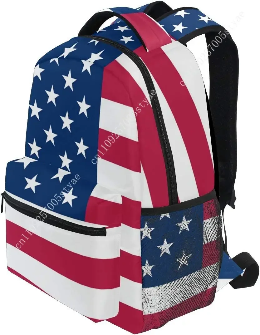 Custom Bag USA Flag Bag Mens Womens Backpack Fashion Daypack Large Capacity Knapsack Rucksack Light Shoulder Bags For Travel Out