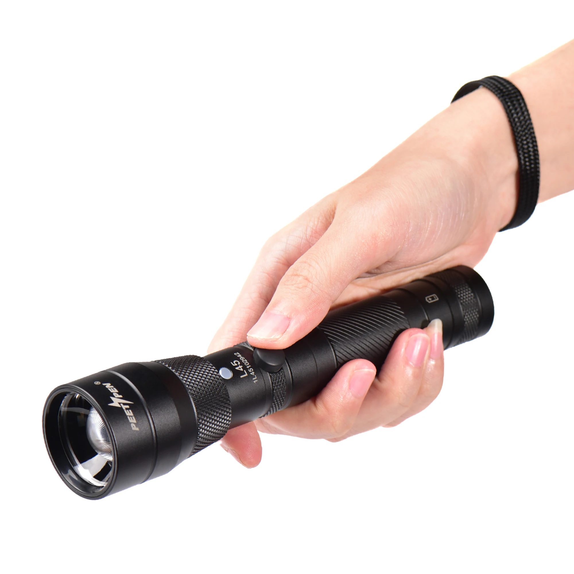 PEETPEN L45 Tactical Flashlight 1500LM USB Rechargeable With 18650 Battery LED Troch Light Self-defense For Camping Searching