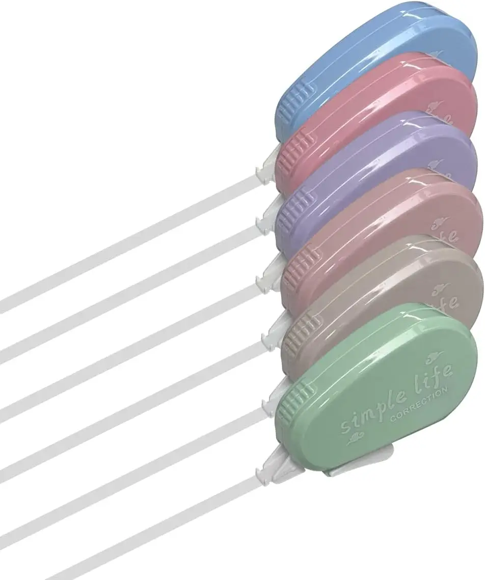 6'lı Paket Ofis Çalışması Düzeltme Bandı, Düzeltmeler için Kullanımı Kolay Aplikatör Her Zaman Doğru Yanlış Yazma Macaron Renk C