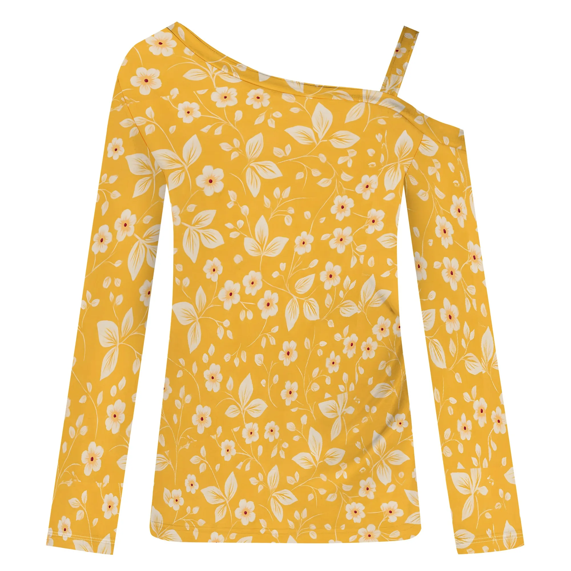 Camicetta girocollo a maniche lunghe Estate Casual Boho Chic Top a tunica in cotone e lino con stampa floreale