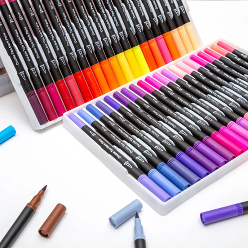 60 шт., двусторонние фломастеры, спиртовые фломастеры