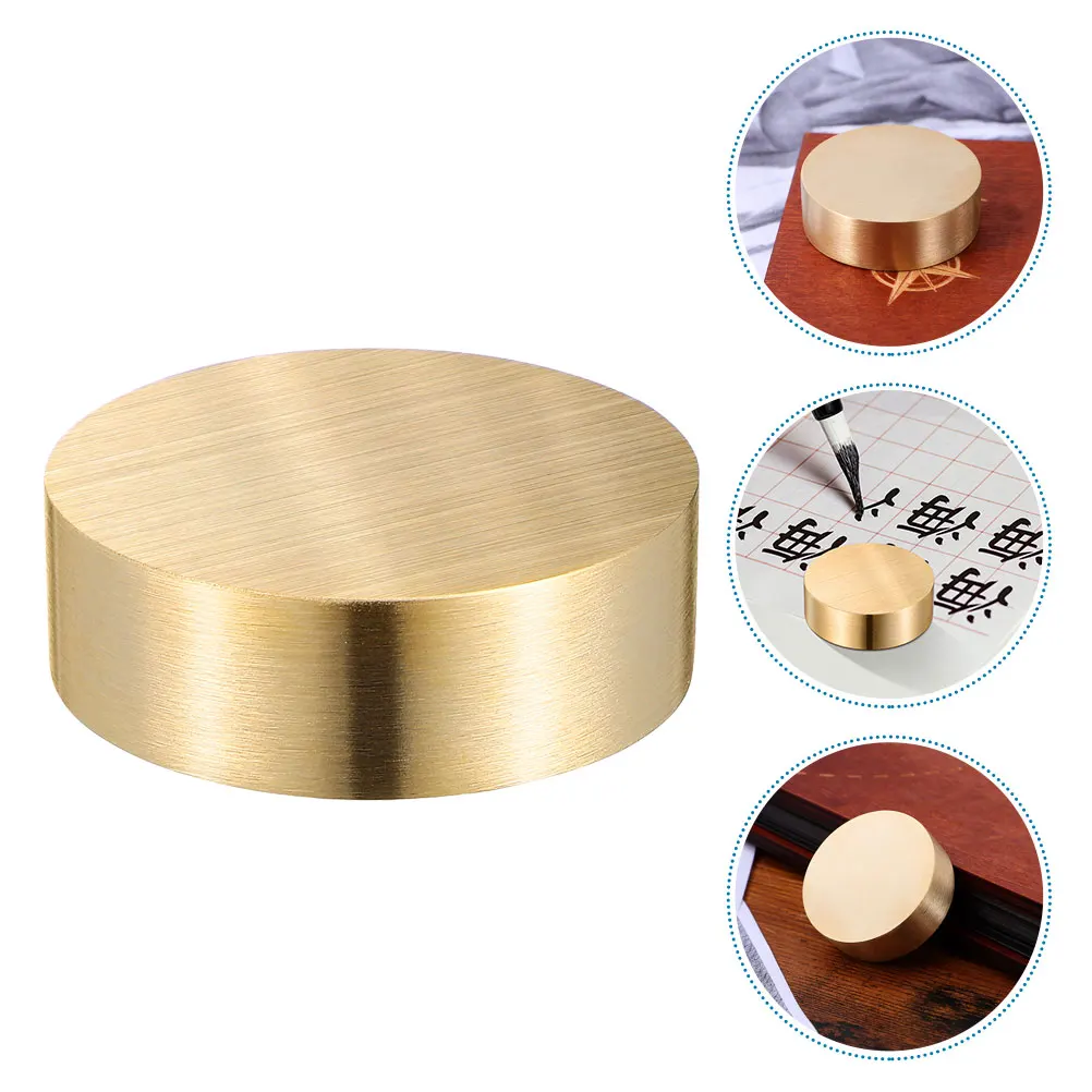2pcs Heavy Brass Round Paperweights For Calligraphy Office Home Decor Decorative Functional Tabletop Paperweight Supplies Tools