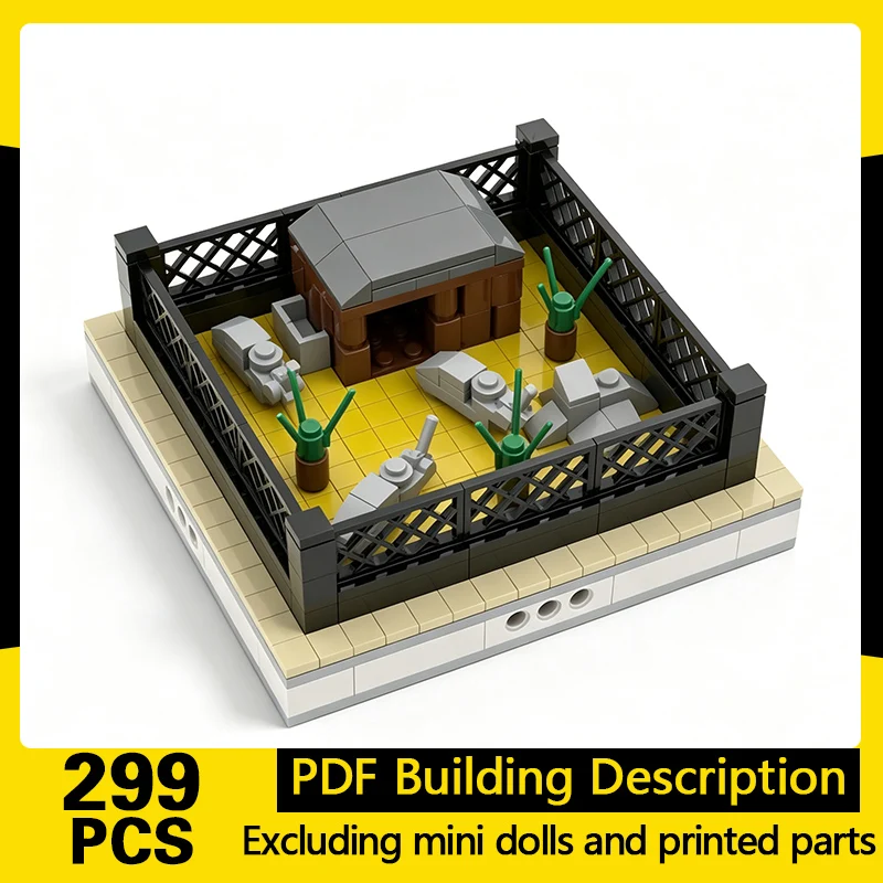 City Street View Model MOC Building Bricks Rhinos Zoo Exhibit Modular Technology Gifts Holiday Assemble Toys Suit Display