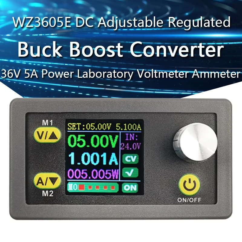 Wz3605e dc buck boost conversor cc cv 36v 5a módulo de alimentação ajustável regulado fonte de alimentação de laboratório voltímetro amperímetro