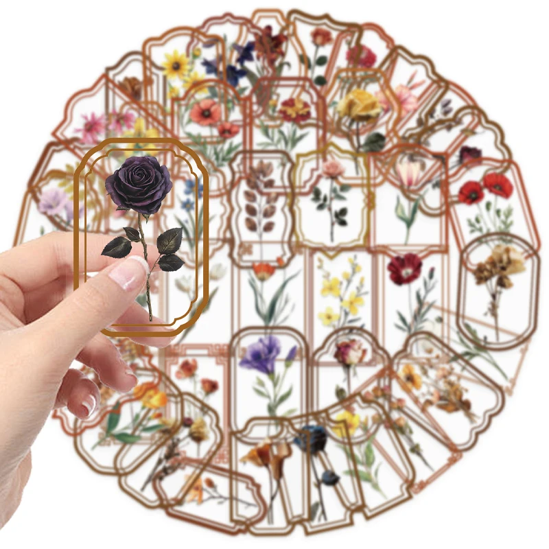 50 قطعة من ملصقات النباتات الشفافة خمر PET شفافة الشارات الزخرفية DIY بها بنفسك سكرابوكينغ الحرف ألبوم دفتر الهاتف #1