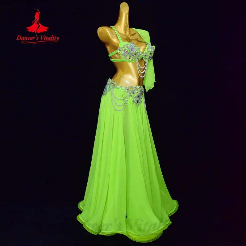 Bauchtänzerin-Kostüme für Damen, hochwertiges, maßgeschneidertes Strass-Performance-Set für Bauchtanz, orientalisches Tanz-Wettbewerbsoutfit