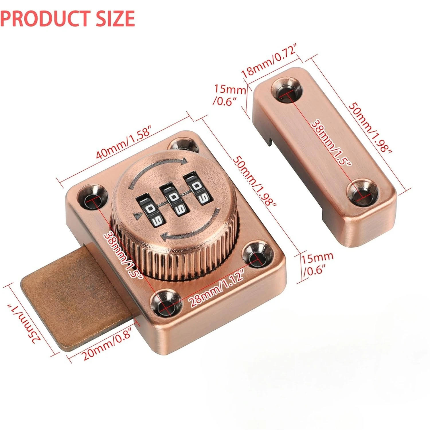 1 PC 3 Digit Combination Password Door Lock Zinc Alloy Cam Code Cabinet Slide Bolt Lock Home Security Hardware
