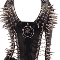 Top gótico Y2K para mujer, camisetas sin mangas, ropa emo, tops góticos bohemios con púas, estilo punk rock para adolescentes, sujetador con púas para festivales, camiseta grunge.