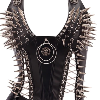 Goth Top Y2K Clothes Women's Tanks Emo Clothing Gothic Boho Tops with Spikes Punk Rock Teens Festival Spiked Bra Grunge T Shirt