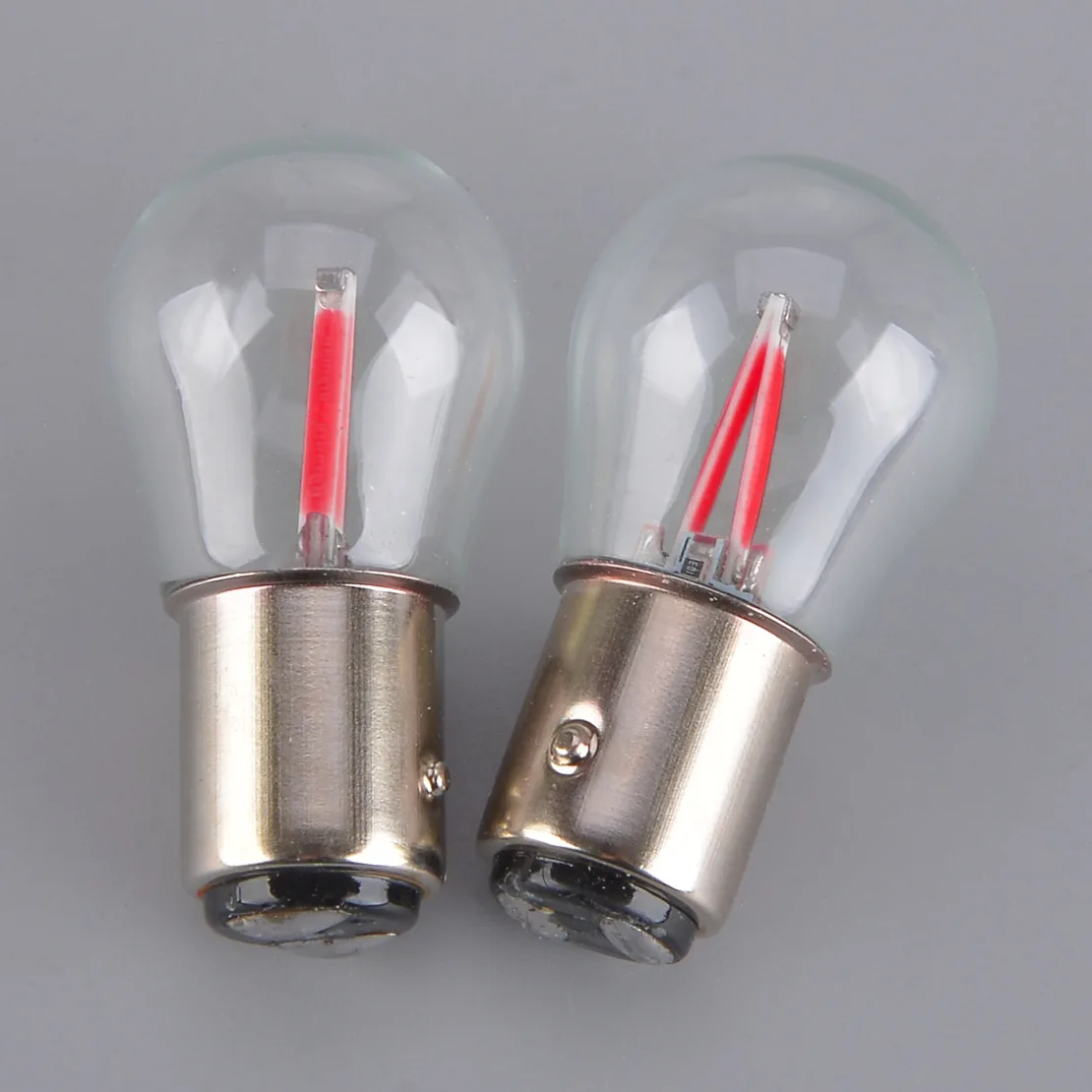 2Pcs Car 12V Red Led 1157 BAY15D Rear Tail Indicator Brake COB Glass Light Lamp Bulb Universal