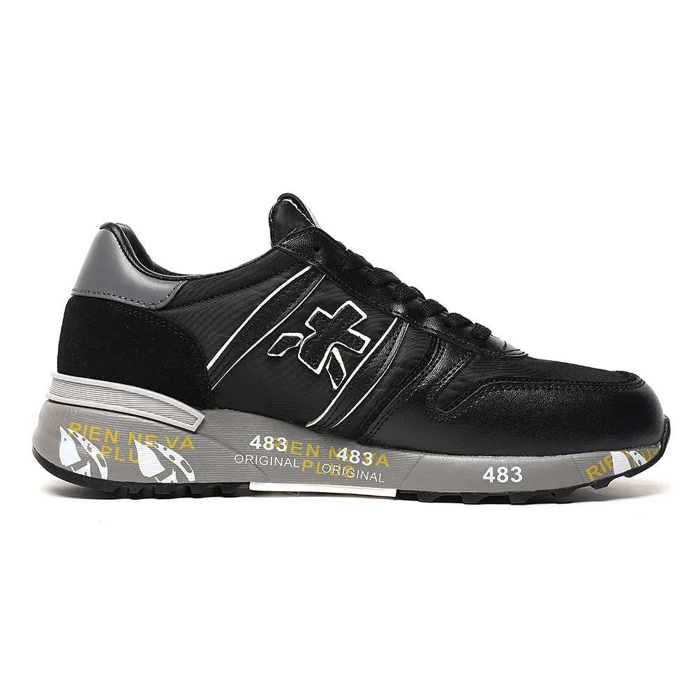 PREMIATA authentic high-quality men's leather casual sports shoes black Joker shoes lovers shoes men's high-end sports shoes.