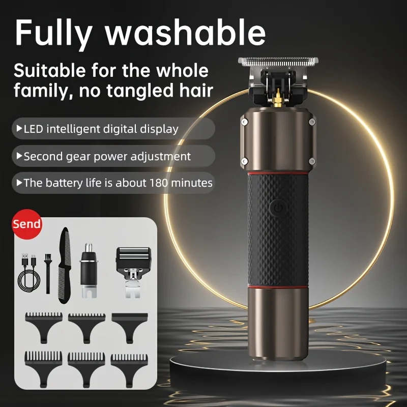 Men's Grooming Kit Electric Body Hair Trimmer Beard Nose Shaver LED Display USB Charging Cordless Rechargeable Hair Trimmer Gift