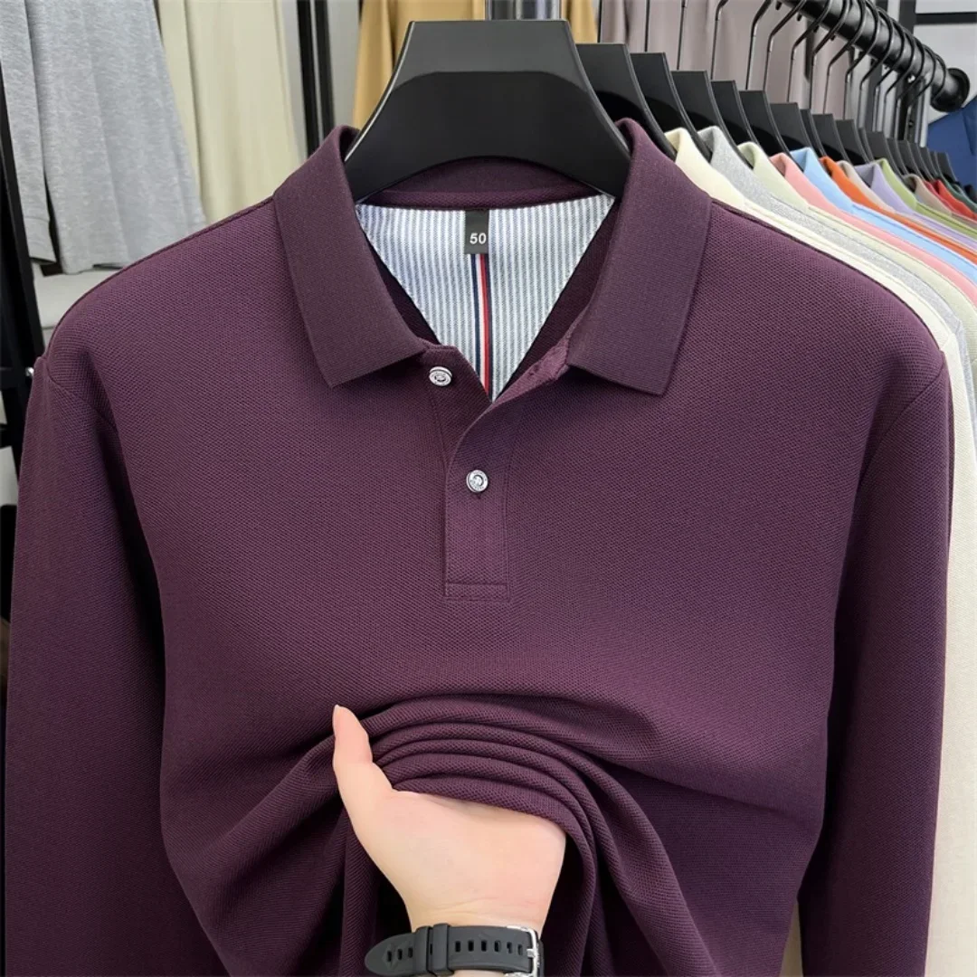 100 % reine Baumwolle, hochwertige Marke, Herren-Polohemd mit langen Ärmeln, Herbst-/Winterkollektion, modisches, luxuriöses Golfoberteil mit Stickerei, lässiges T-Shirt. – Detail 4