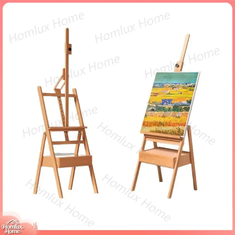 Foldable Beech Wood Artist Easel with Drawer Storage for Sketching Oil Painting Art Supplies Advertising Display Stand