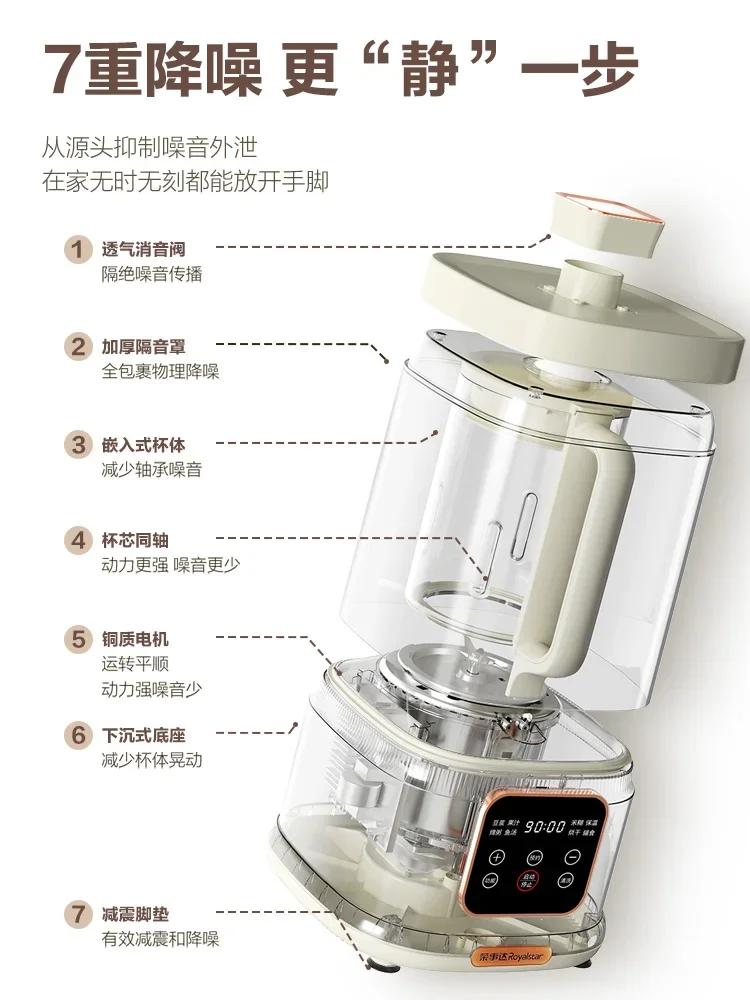 Royalstar alta velocidade multi-funcional mini liquidificador, aquecimento automático leite de soja Maker, 220V