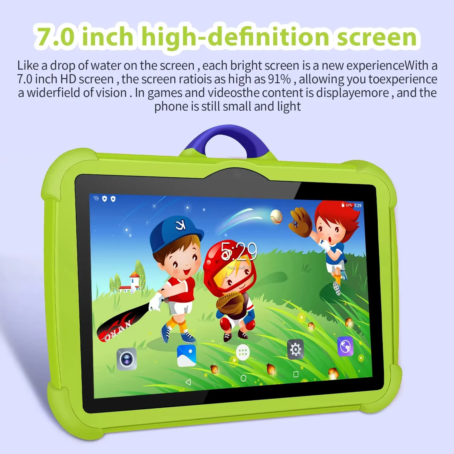 Tablet Google 7 inci WiFi 5G baru 2024 Tablet edukasi anak untuk anak Quad Core RAM 4GB ROM 64GB kamera busur ganda