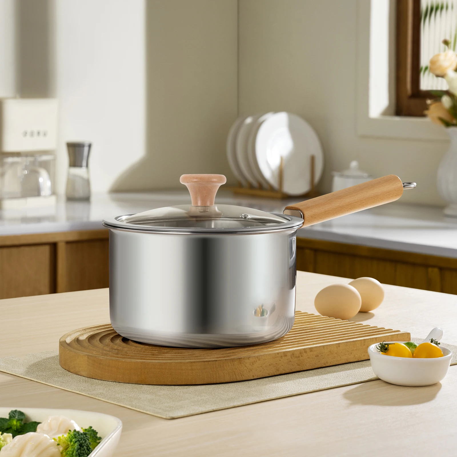 

Ergonomic Wood Lid Knob Sturdy Secure No Burrs Pot Cover Tool Replacements Heat-Resisting Wear-Resistant Pan Lid Knob