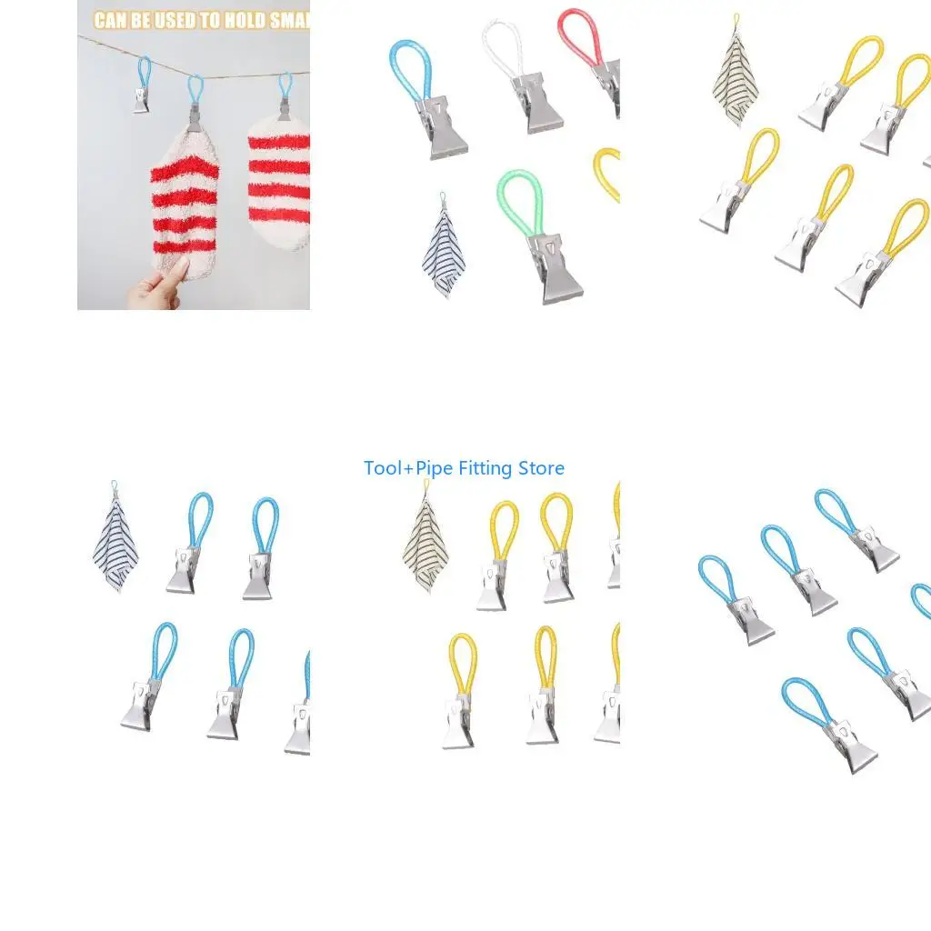 F92B 6Pcs Small Teas Towel Hanging Clip Rusts Resistant Bath Towel Clamps For Swimming