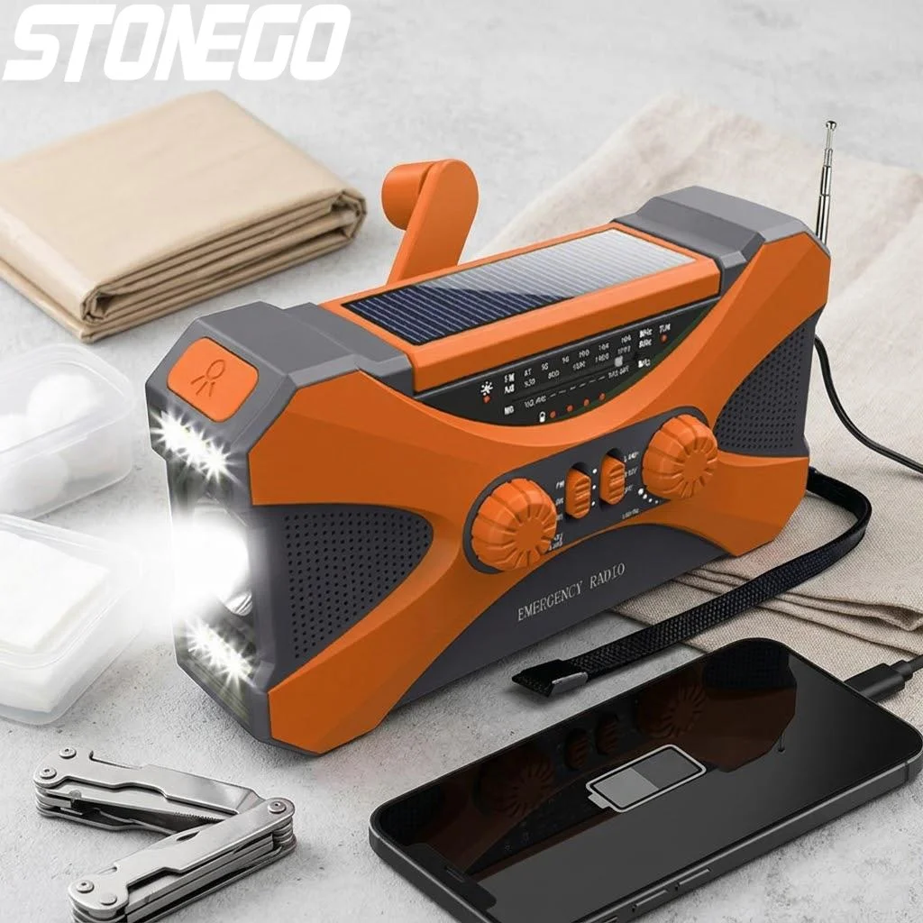 

Портативное солнечное радио 10000 мАч с AM/FM/NOAA, двойными стереодинамиками, зарядкой для телефона, LED-фонариком и SOS-сигналом