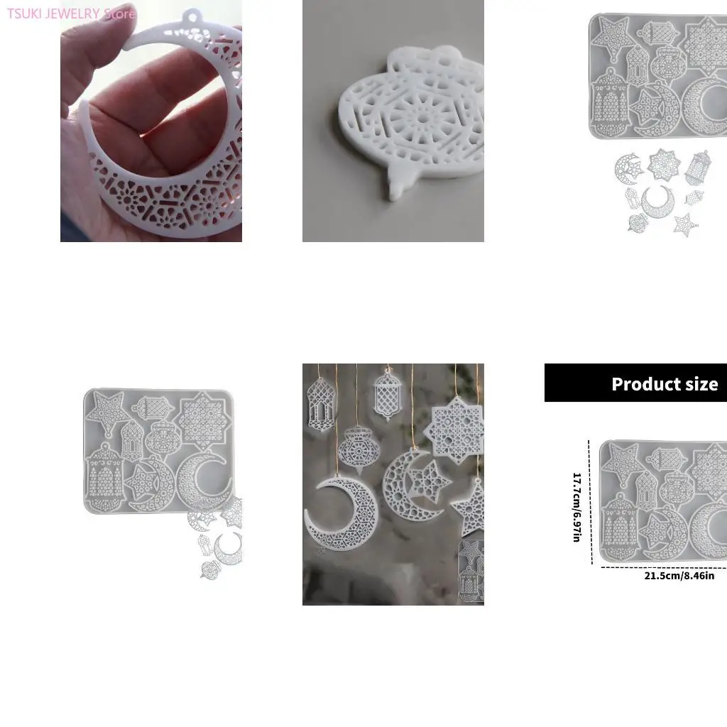 

62KE Silicone Mold Home Decoration Mould for Detailed Moon and Star Pendants for Home Crafting and Festival Decorations