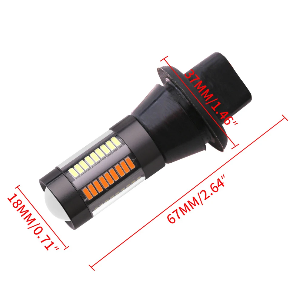 Dual Mode DRL Driving Lights, Lâmpada de sinalização para iluminação de carro, BA15S, 1156, P21W, BAU15S, PY21W, T20, W21W, 7440, 4014, 66LED, 2pcs