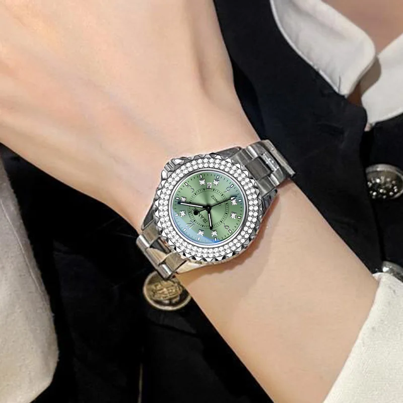 Fashion Quartz Wristwatches New in Ladies  Watches Elegant Woman Watch Round  Waterproof Hand Clock Diamonds Date